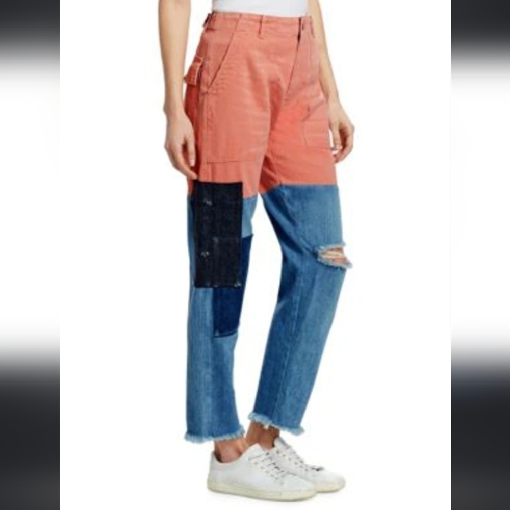 Sandrine Rose Re-Worked Patchwork Cargo Jeans - image 2